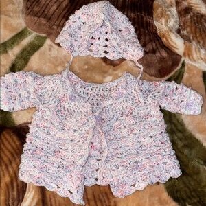 Handmade Crochet Baby Sweater and Hat Set